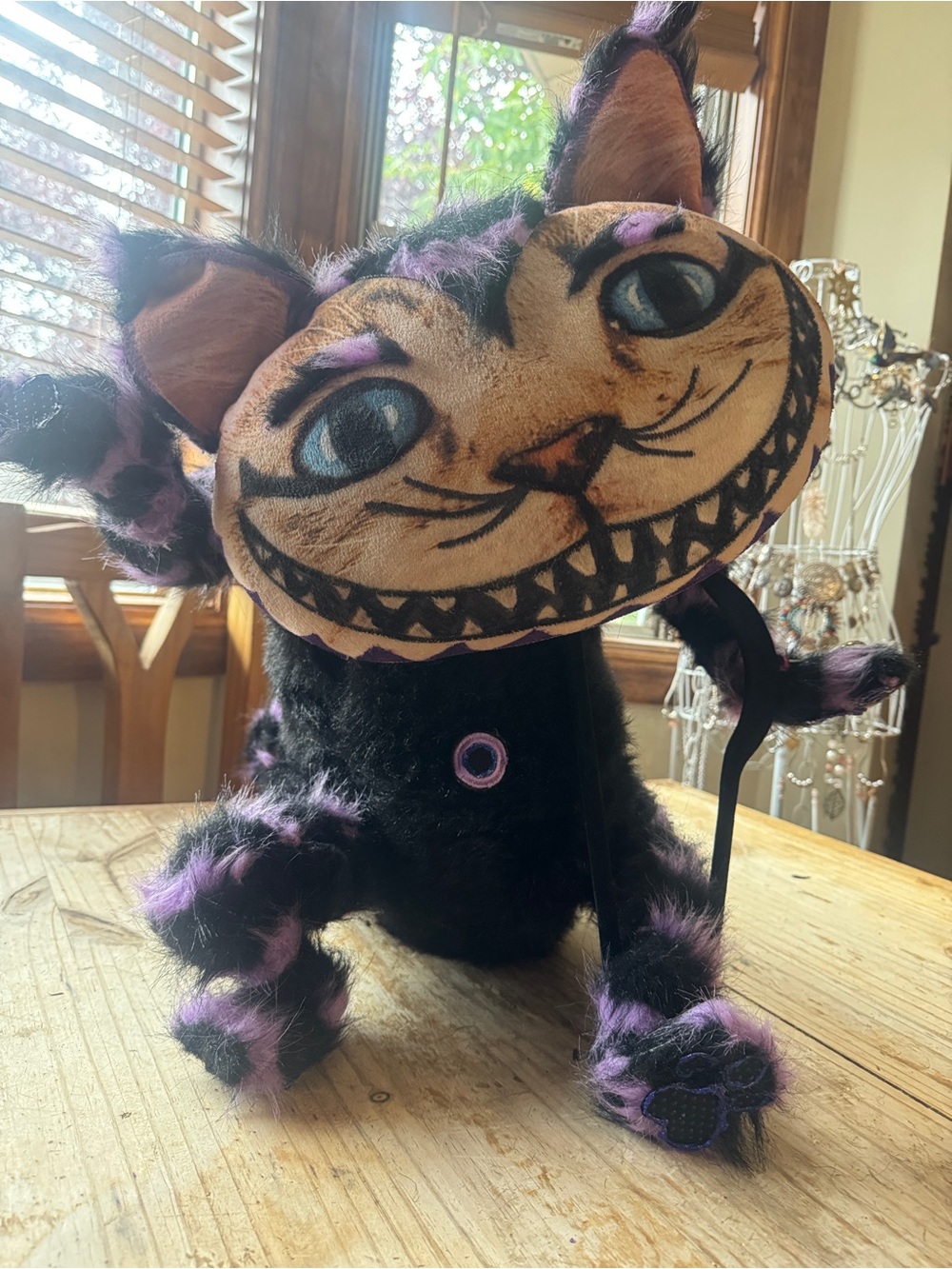 Black and Purple Cheshire Cat Holiday Decor - Handmade